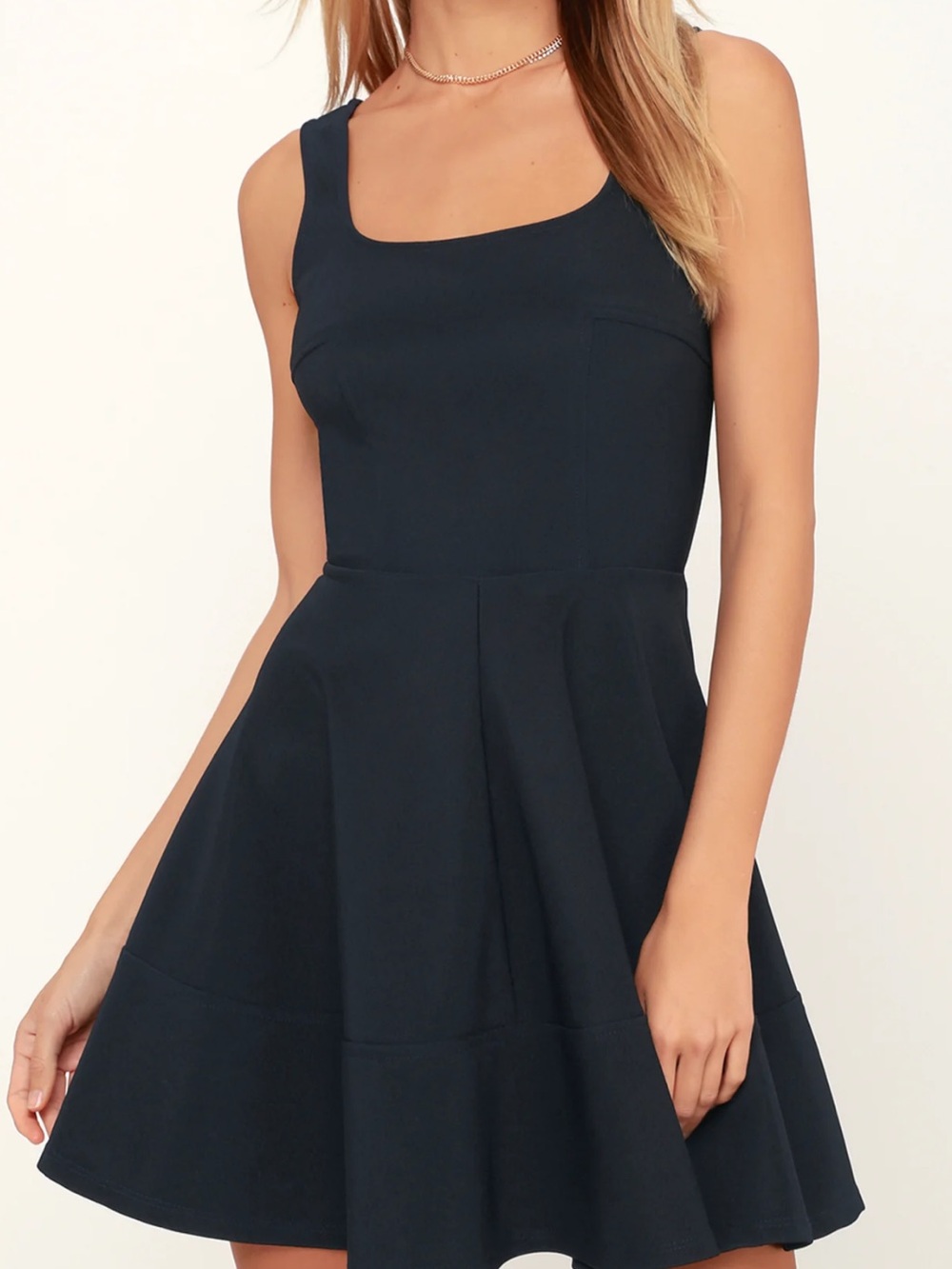 Lulus  Black Square-Neck Fit & Flare Dress